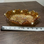 Vintage Marigold Iridescent Flower Candy Dish Bowl Carnival Glass 9 Inch. Fixed Price $22.88.