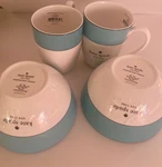 Kate Spade Rutherford Circle Turquoise Set Of 2 Cereal Soup Bowls & Mugs. Fixed Price $64.99.
