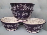 Temptations By Tara Floral Lace Eggplant Purple Footed Soup Cereal Bowls Set 4. Fixed Price $58.85.