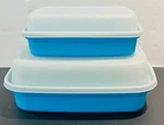 Set Of 2-TUPPERWARE Serve Junior-season Full Blue Lid Containers. Fixed Price $29.99.