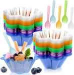 Colorful 8OZ Disposable Dessert Cups & Spoons, Flower Shaped Ice Cream Party .... Fixed Price $31.85.