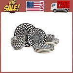Thyme & Table 12PIECE Dinnerware Stoneware Set, Black White Medallion Collection. Fixed Price $47.48.