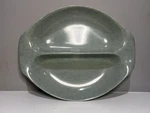 Vtg Russell Wright Moss Green Melamine Divided Serving Bowl. Fixed Price $14.00.