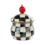 Mackenzie-childs H14112 Courtly Check Lidded Sugar Bowl Chipped. Fixed Price $116.10.
