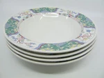 4 Mikasa Villa Medici Provincial Rim Soup Bowls Asian Oriental Blue CV900 9.25". Fixed Price $43.85.